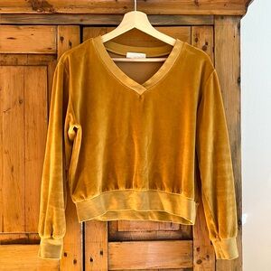 Suzie Kondi Cropped V Neck Sweater in Gold